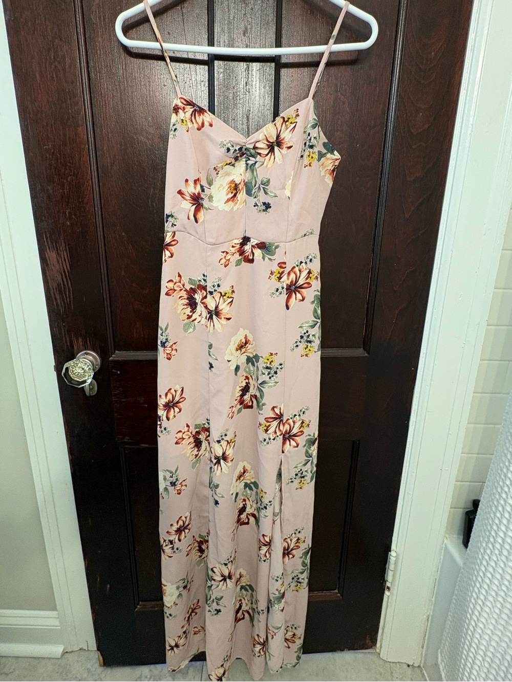 Nordstrom Leith Floral Spaghetti Strap Maxi Dress in Blush